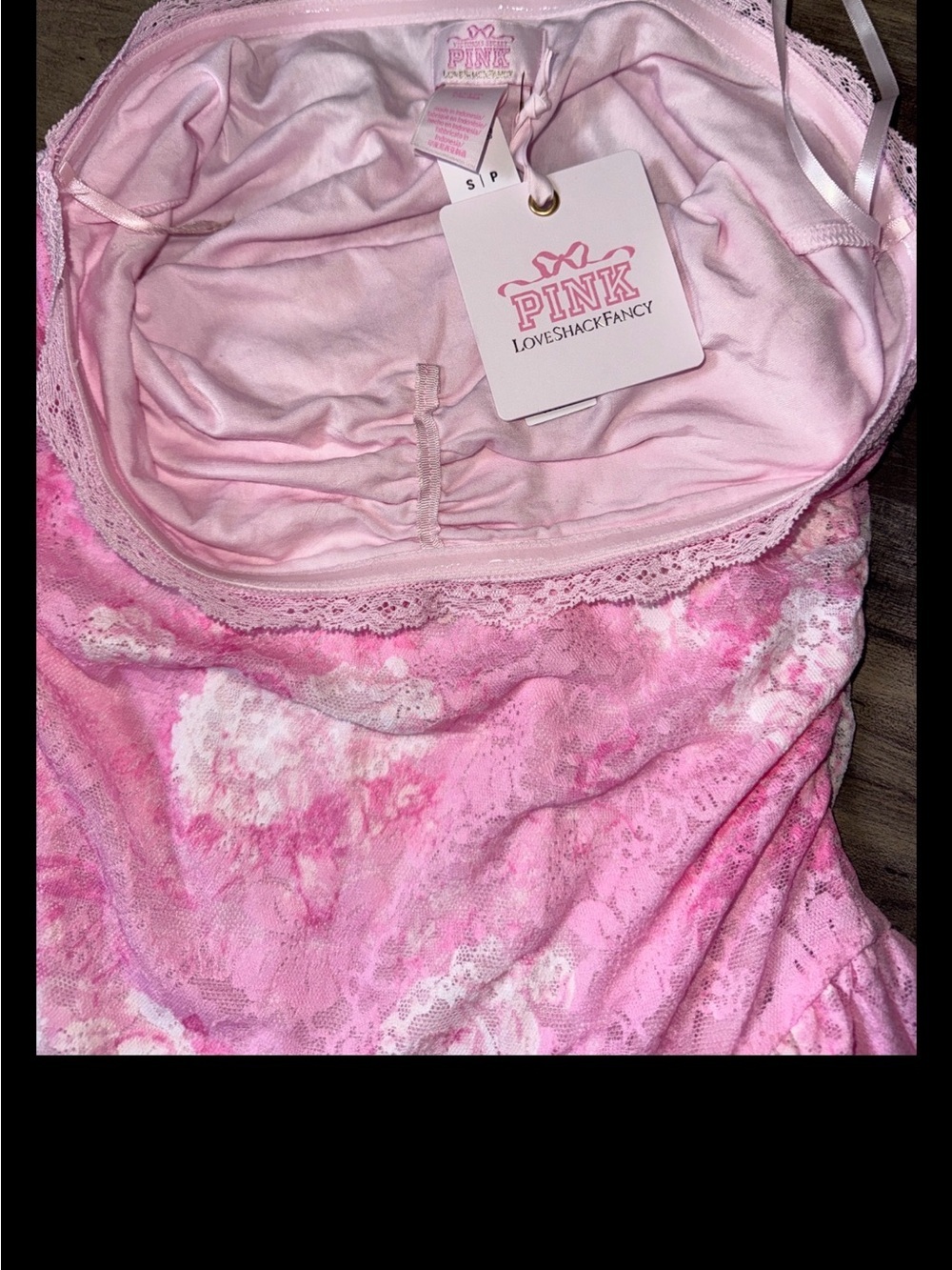 VS PINK x LoveShackFancy Strapless Lace Mini Dress Pink Floral S Capsule - Picture 4 of 9